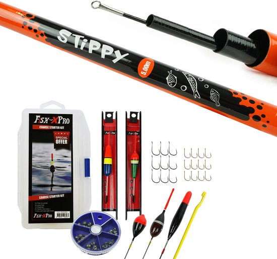 Foto: Fish xpro vaste hengelset 5m telescoop hengel witvisset visset dobberset opbergdoos tuigjes dobbers vishaken vislood hakensteker onthaker 29 delig