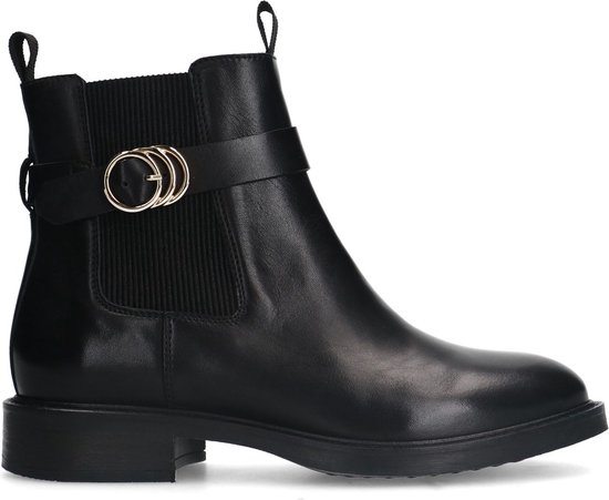 Manfield Dames Zwarte leren chelsea boots met gesp Maat 38 bol - Main Image