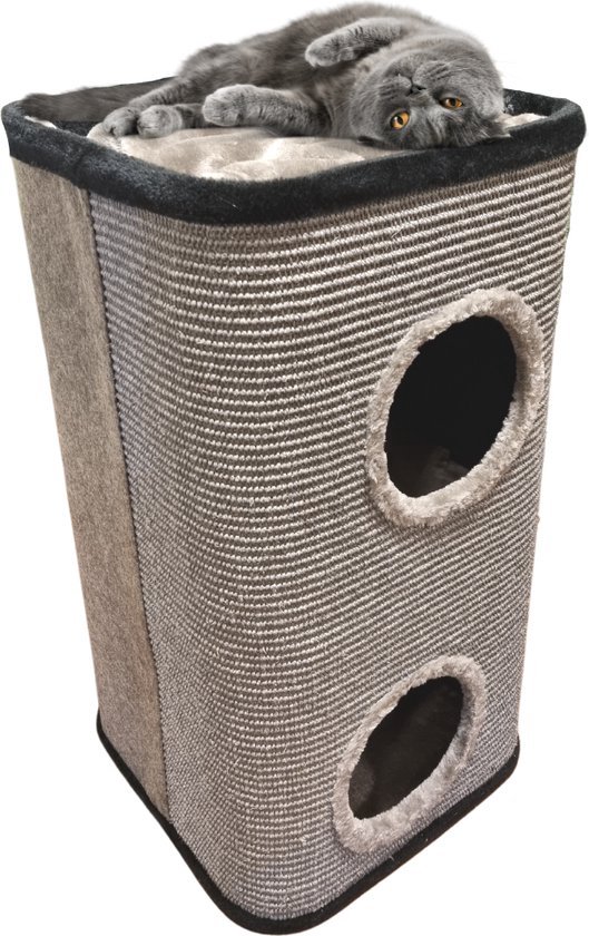Krabton - Cattower - krabpaal - Krabton voor katten - grijs- 40 x 40 x 76 cm