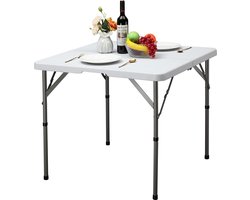 Reistafel campingtafel picknicktafel in hoogte verstelbaar - 87 cm vierkant - tuin barbecue feest keuken buiten binnen Reistafel