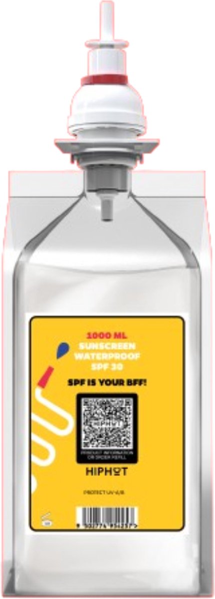 HIPHPOT Zonnebrandcrème 1 liter – 1000ML – factor 30 waterbestendig – voor dispenser – navulling – 2500 doses