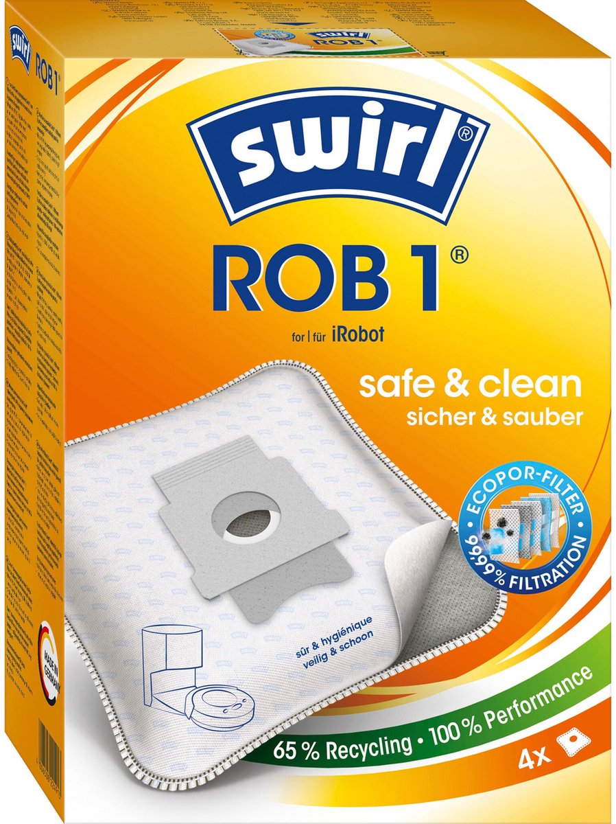 Swirl ROB1 stofzuigerzakken geschikt voor iRobot Roomba - 4 stuks