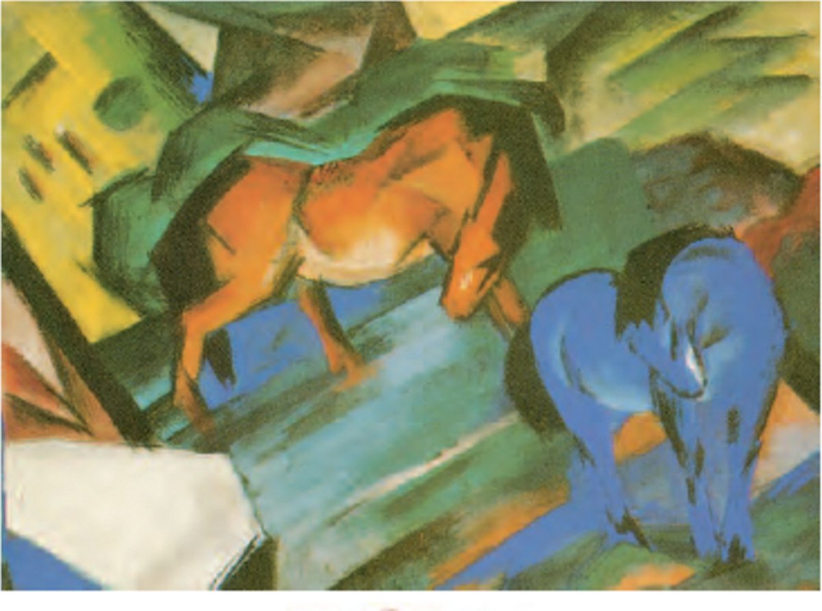 Catch Projecten Franz Marc - Rood en blauw paard - Kunstposter - 40x50 cm Multicolor