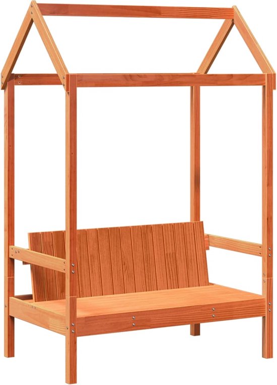 vidaXL - Lit enfant - avec - maison - solide - bois de pin - marron lavé - 90x200 - cm