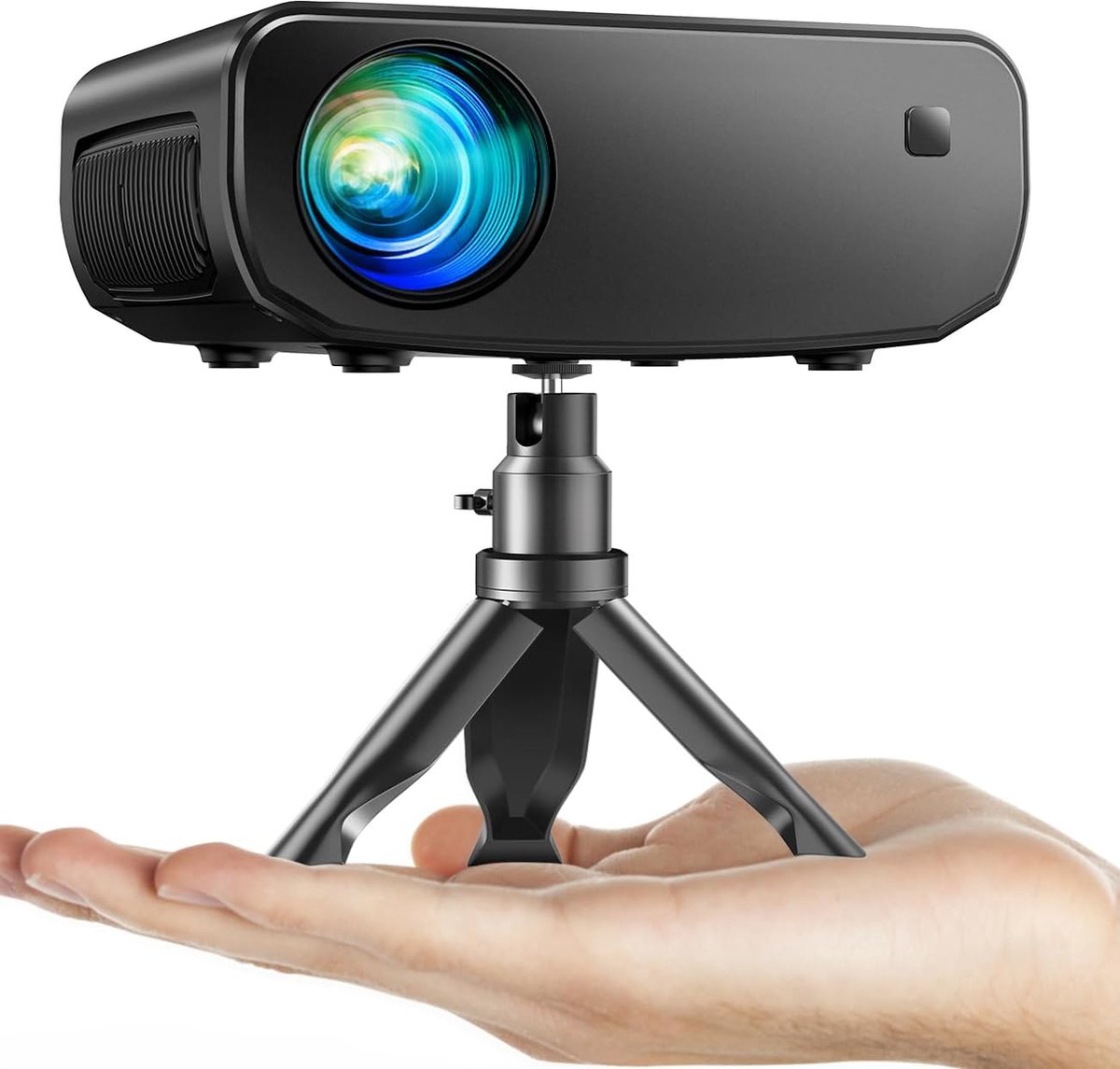 WiFi Mini-Projector Full HD 1080P 15.000 Lux Draagbaar - Compatibel met iOS/Android/Tablet/PC/TV-Stick/USB (Statief Inbegrepen)