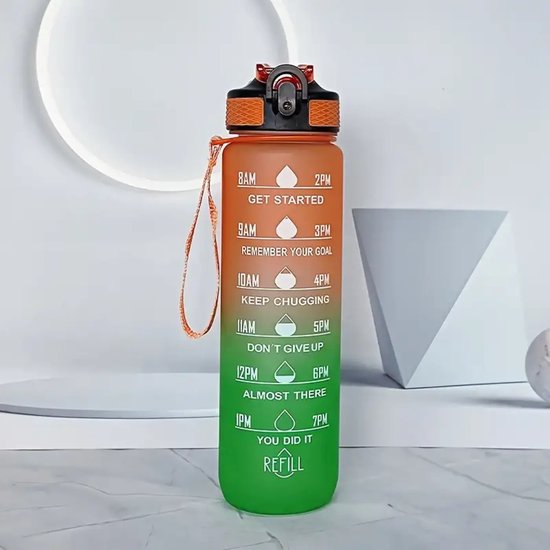 AOHAN Waterflessen van 1 l, BPA-vrij, sportdrinkfles met rietje