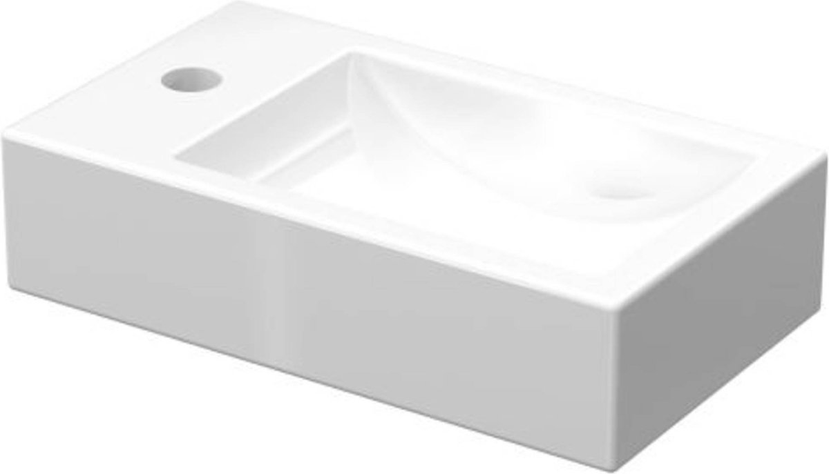 Saqu Rise fontein met kraangat links 40x23x10cm glans wit