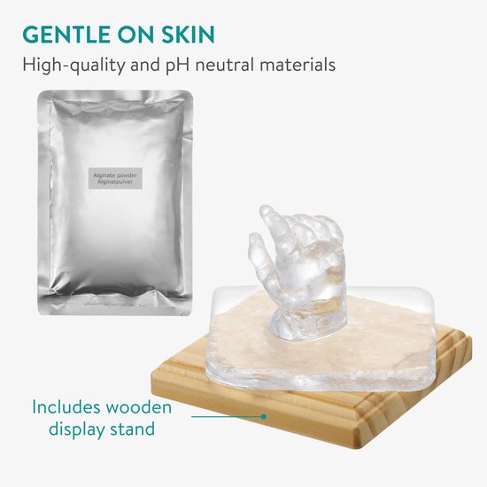 Kristallen baby hand gipsafdruk set met standaard - Leg herinneringen vast met deze 3D gipshand voor je baby - 10 x 10 cm en transparant van GnShopping. — afbeelding 3