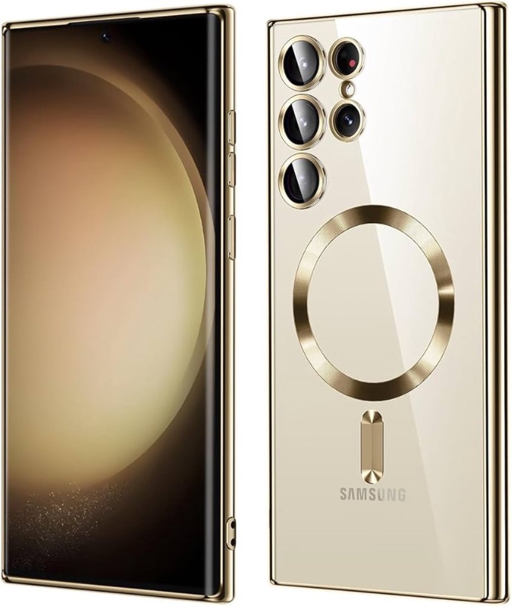 TG Techgrip - Hoesje Geschikt voor Samsung S24 Ultra Magsafe Compatible - Back Cover Hoesje met ingebouwde 9H HD camera glas bescherming - Goud Hoes Geschikt voor Samsung Galaxy S24ULTRA