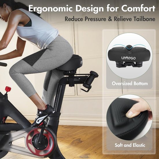 Noseless Fietszadel voor mannen vrouwen Oversized Elektrische Fietszadel Breed Fietszitje Waterdicht voor MTB Fietsen Rijden