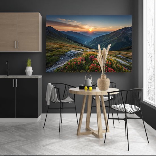 Tableaux de paysages de montagne - Décoration murale nature - Tableaux sur toile Fleurs - Tableau rural - Tableau sur toile salon - Décoration murale chambre toile 70x50 cm