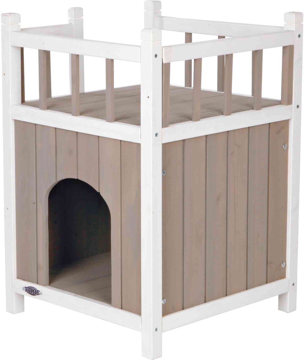 Bol.com Trixie - Kattenhuis - Cat's Home - Met Balkon - Grijs/Wit - 45X65X45 cm aanbieding