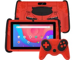 K7 Pro Kindertablet - met 2 draadloze controllers - Ouderlijk toezicht - Android 15 - 64gb - 7inch - vanaf 3 jaar - waterdicht- rood