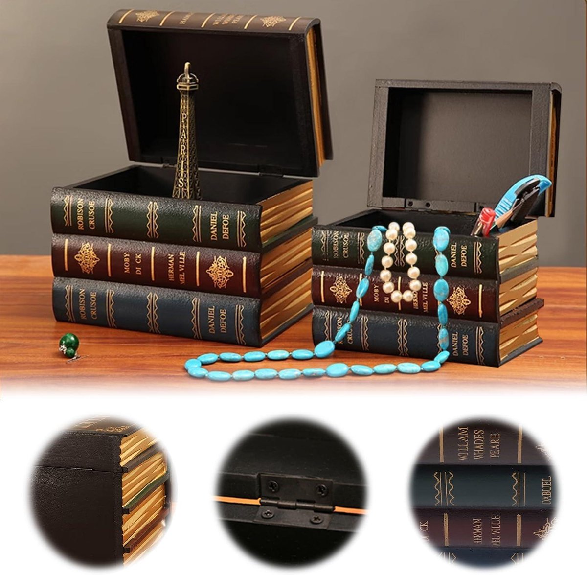 Verborgen opbergdoos in Europese vintage-stijl, boekendoos in Europese stijl, decoratief, voor de decoratie van boeken thuis