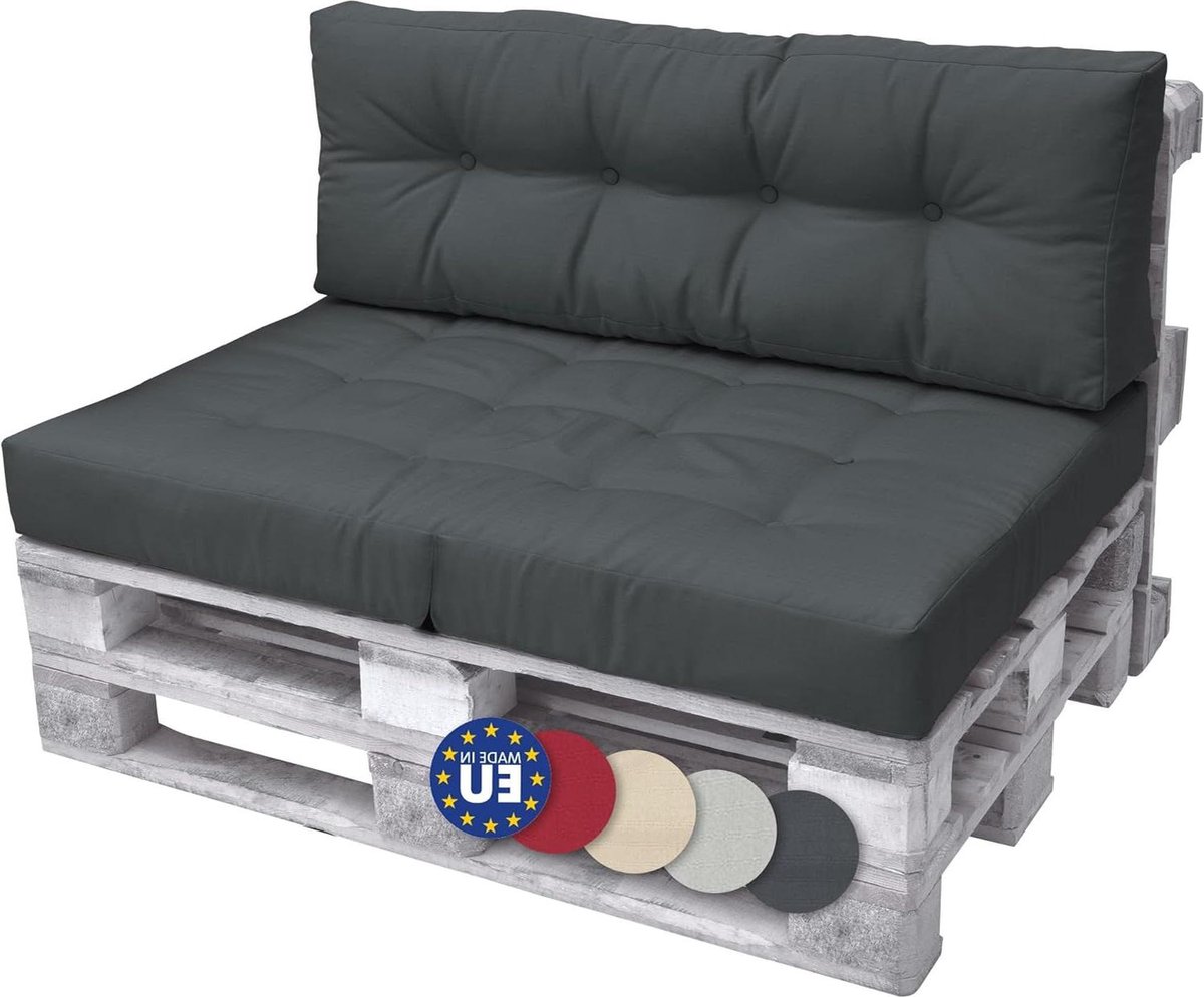 Stijlvolle grafietgrijze matraskussen 120x40x15 cm voor palletbank, van hoge kwaliteit zonder merklogo.