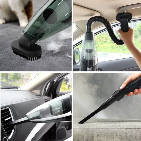 Kruimelzuiger Snoerloos - Handstofzuiger met 5 opzetstukken - Kruimelzuiger - Grijs - Vivid Green
