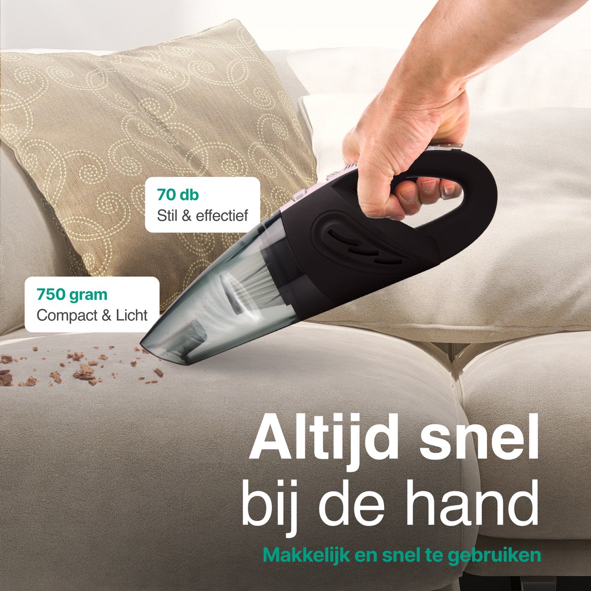 Kruimelzuiger Snoerloos Handstofzuiger met 5 Opzetstukken - afbeelding 3