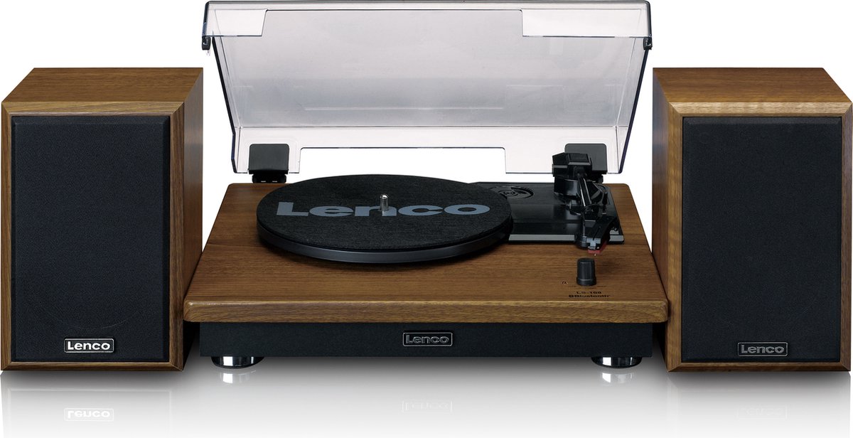 Lenco - LS-100WD - Platenspeler met Bluetooth - Inclusief Speakers - Stereo - Hout