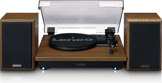 Lenco Platenspeler met Bluetooth - Twee externe Speakers - Auto-stop - LS-100WD -Hout