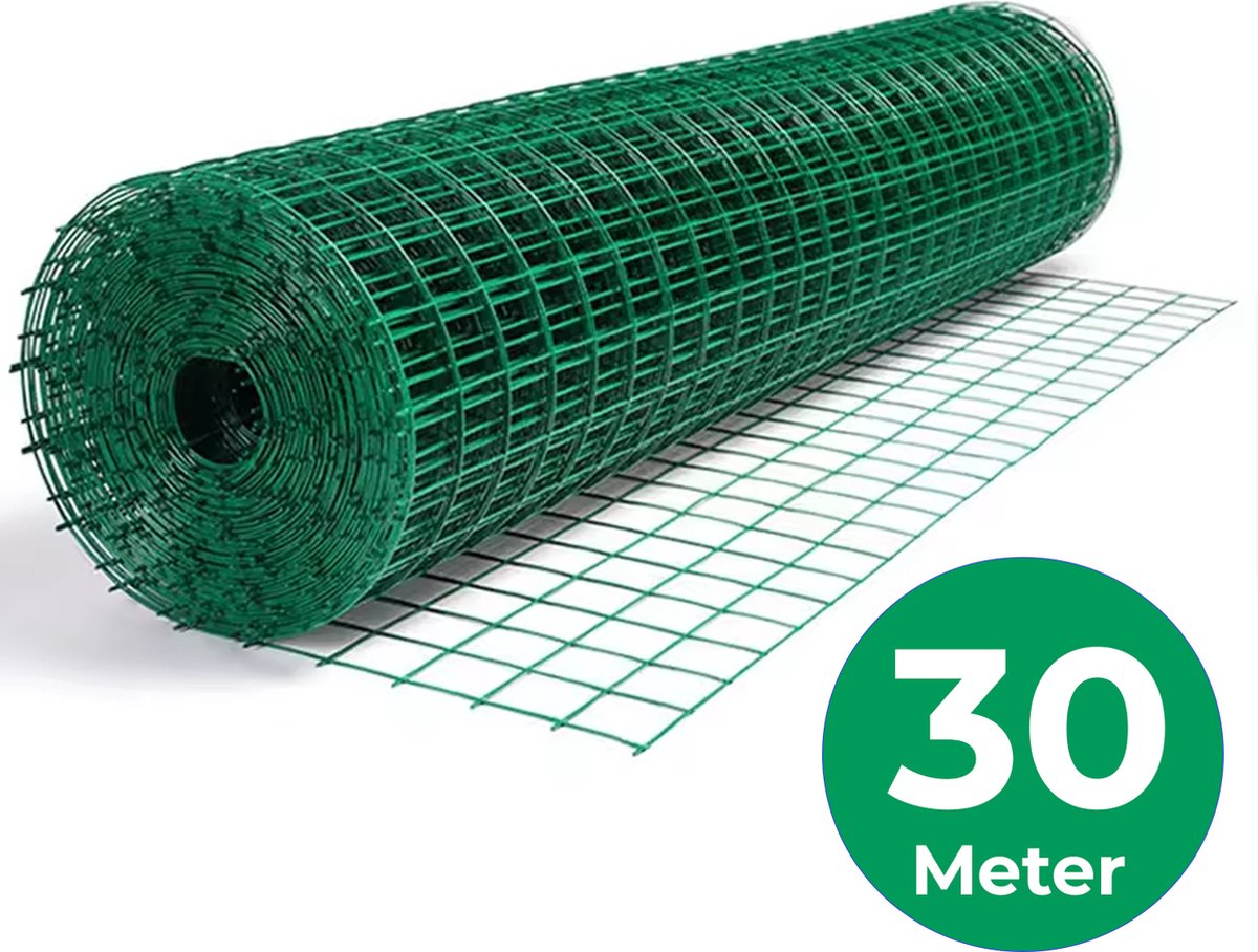 Syllio Tuingaas Groen 1 x 30 Meter Maaswijdte 6 x 6 cm Draaddikte 2 5 mm Gaas Omheining Hek Tuinaanleg