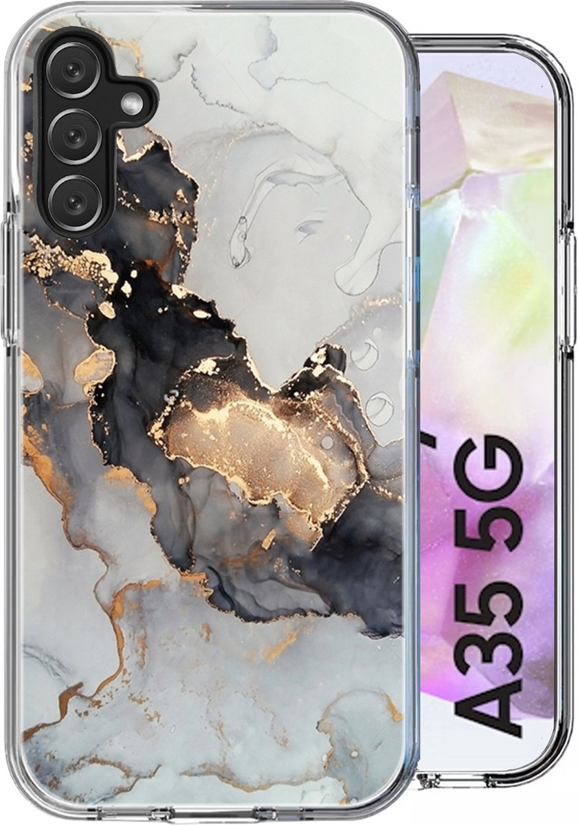 Hoesje geschikt voor Samsung Galaxy A35 - Back Cover Marmer Siliconen Case Wit