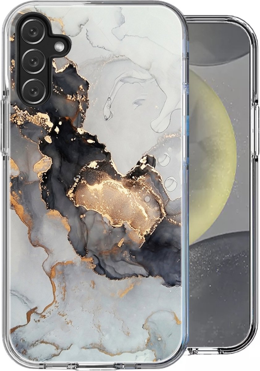 Hoesje geschikt voor Samsung Galaxy S24 - Back Cover Marmer Siliconen Case Wit