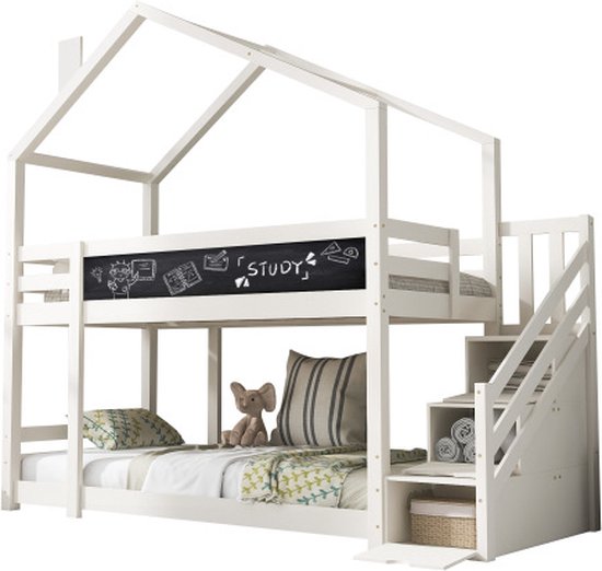 Kinderbed 90x200 cm - massief grenenhout - Wit