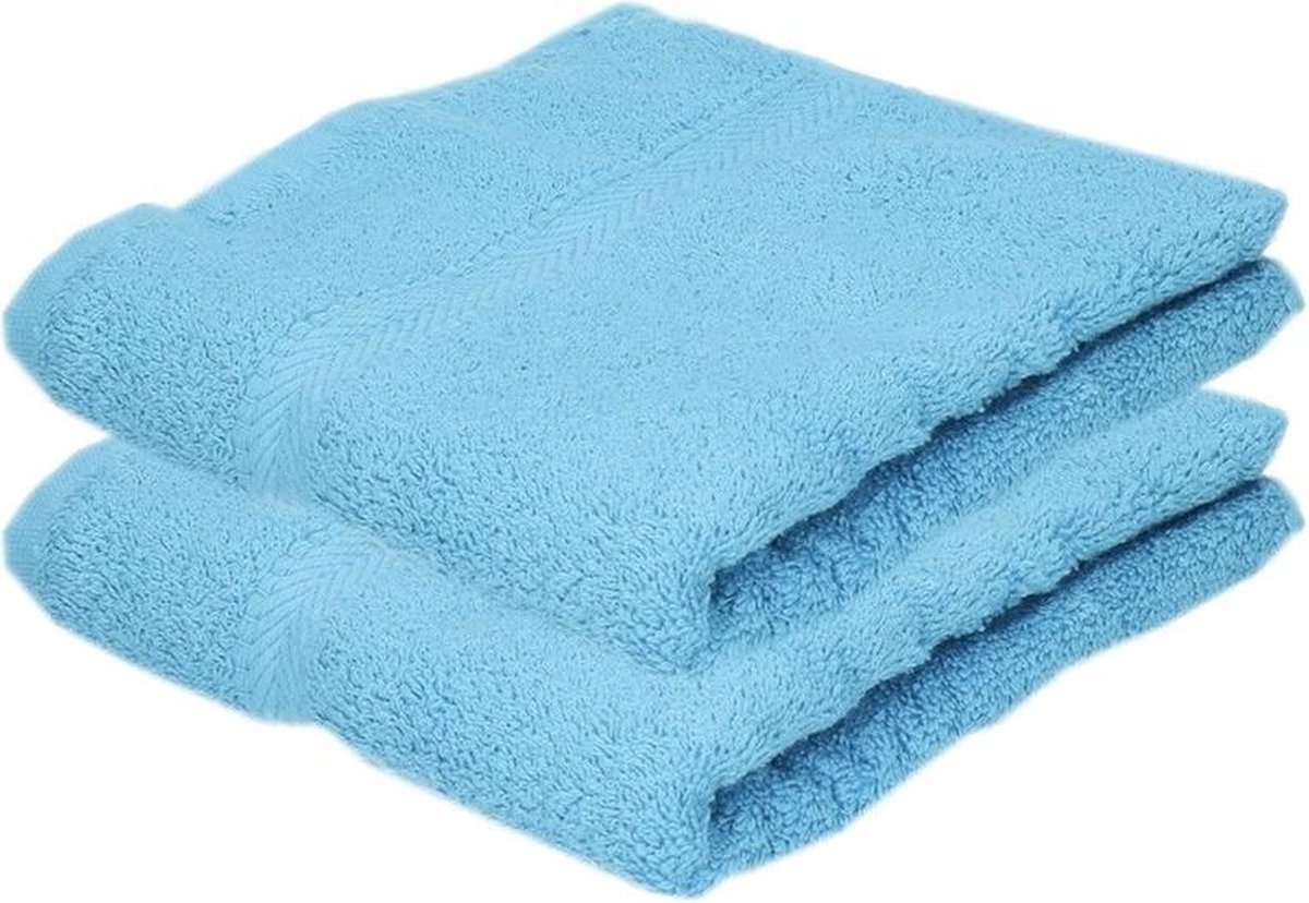 2x Luxe handdoeken turquoise 50 x 90 cm 550 grams - Badkamer textiel badhanddoeken