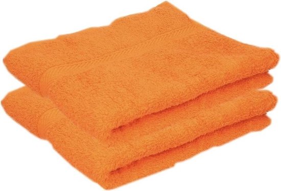 2x Luxe handdoeken oranje 50 x 90 cm 550 grams - Badkamer textiel badhanddoeken