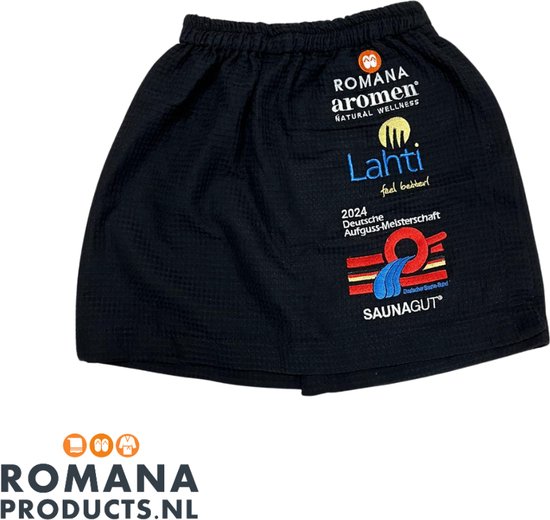 スカート Aufguss WM Sauna Skirt Wafel Zwart Aufguss Wafel - Sauna Skirt - Korte Rok voor Sauna - Zwart - Maat