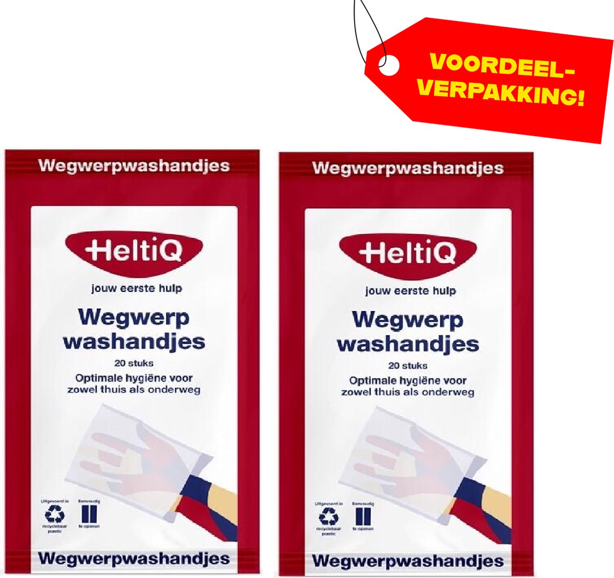 2x HeltiQ Wegwerp Washandjes - 20 stuks - Voordeelverpakking!