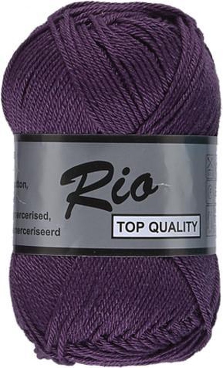 Lammy Yarns Rio katoen garen - donker paars (064) - naald 3 a 3,5 mm - 5 bollen