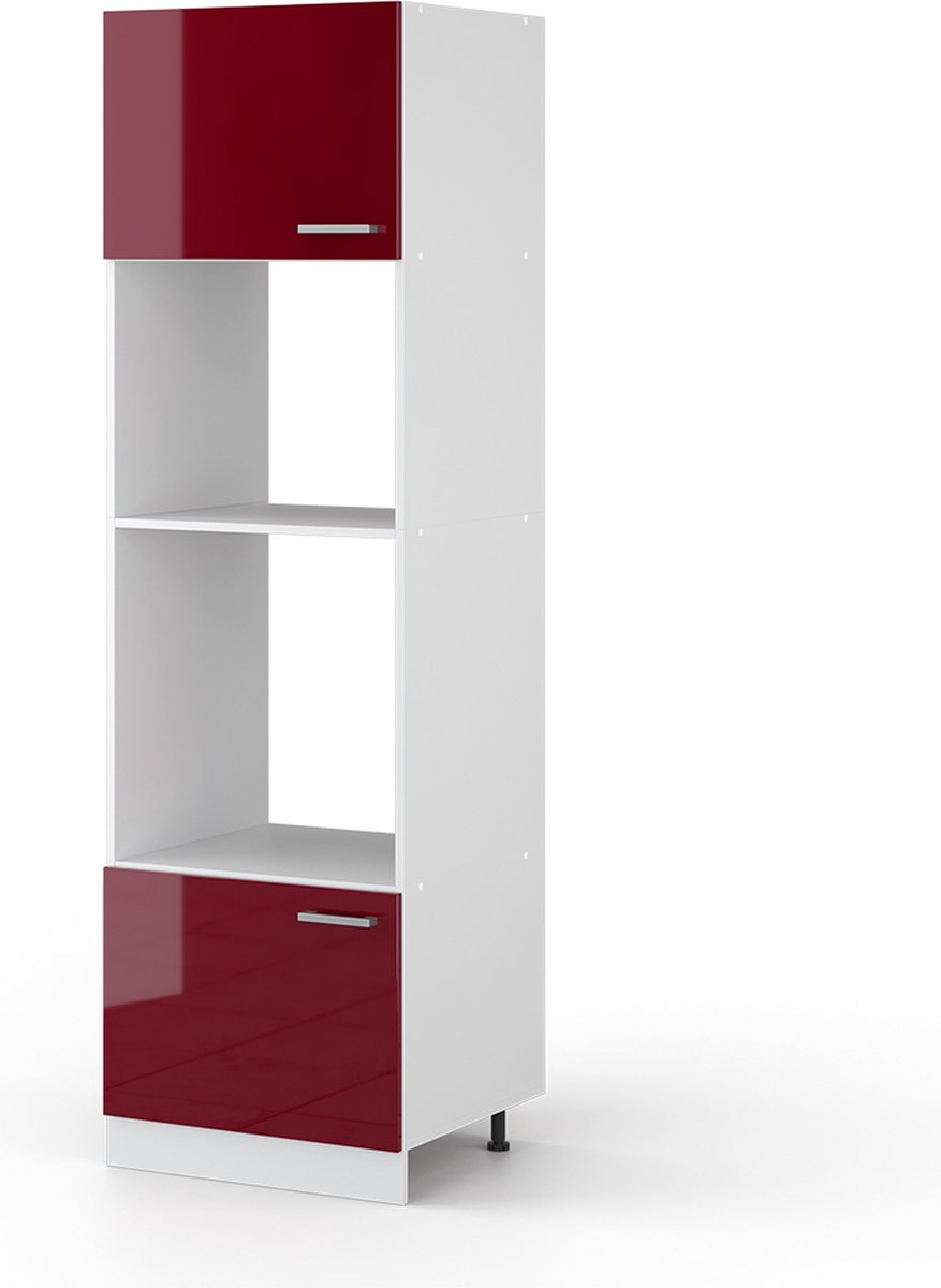 Vicco R-Line Universele voorraadkast – 60 cm met open vakken en deuren Bordeauxrode hoogglans
