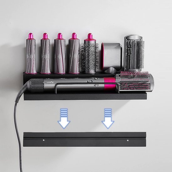 Haarstijler Föhnhouder, Wandhouder Haardrogerhouder, Opberghouder voor Haardroger Accessoires, Haargereedschap Organizer met Sterke Zelfklevende, Stijltang Houder Zonder Boren