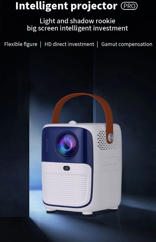 Foto: Visiolux draagbare projector mini beamer home cinema smart wifi bluetooth projector compact design full hd display 1080p resolutie 8000 lumens grijs