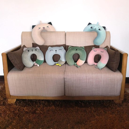 Oreiller cervical en mousse à mémoire de forme - kussen en U pour adultes et enfants - Rose - Camping et sommeil