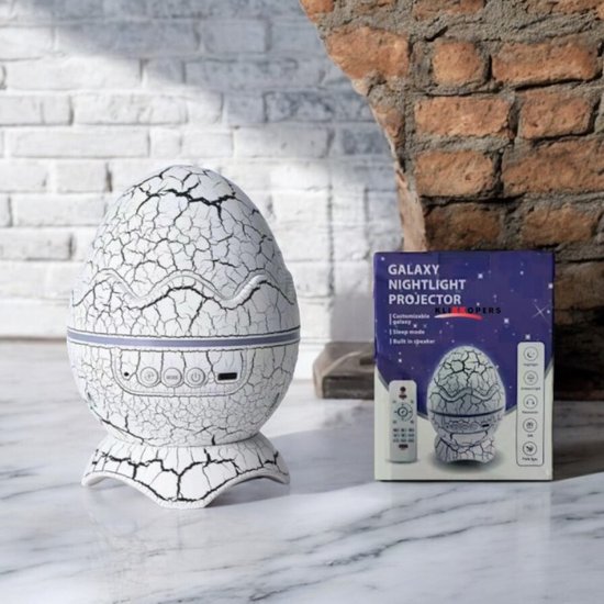 Klikkopers® - Projecteur Star de galaxie d'œuf de Dinosaurus - Projecteur d'étoiles - Projecteur de galaxie - Haut-parleur Bluetooth et machine à bruit White - Projecteur Aurora - Projecteur de ciel étoilé - Veilleuse -