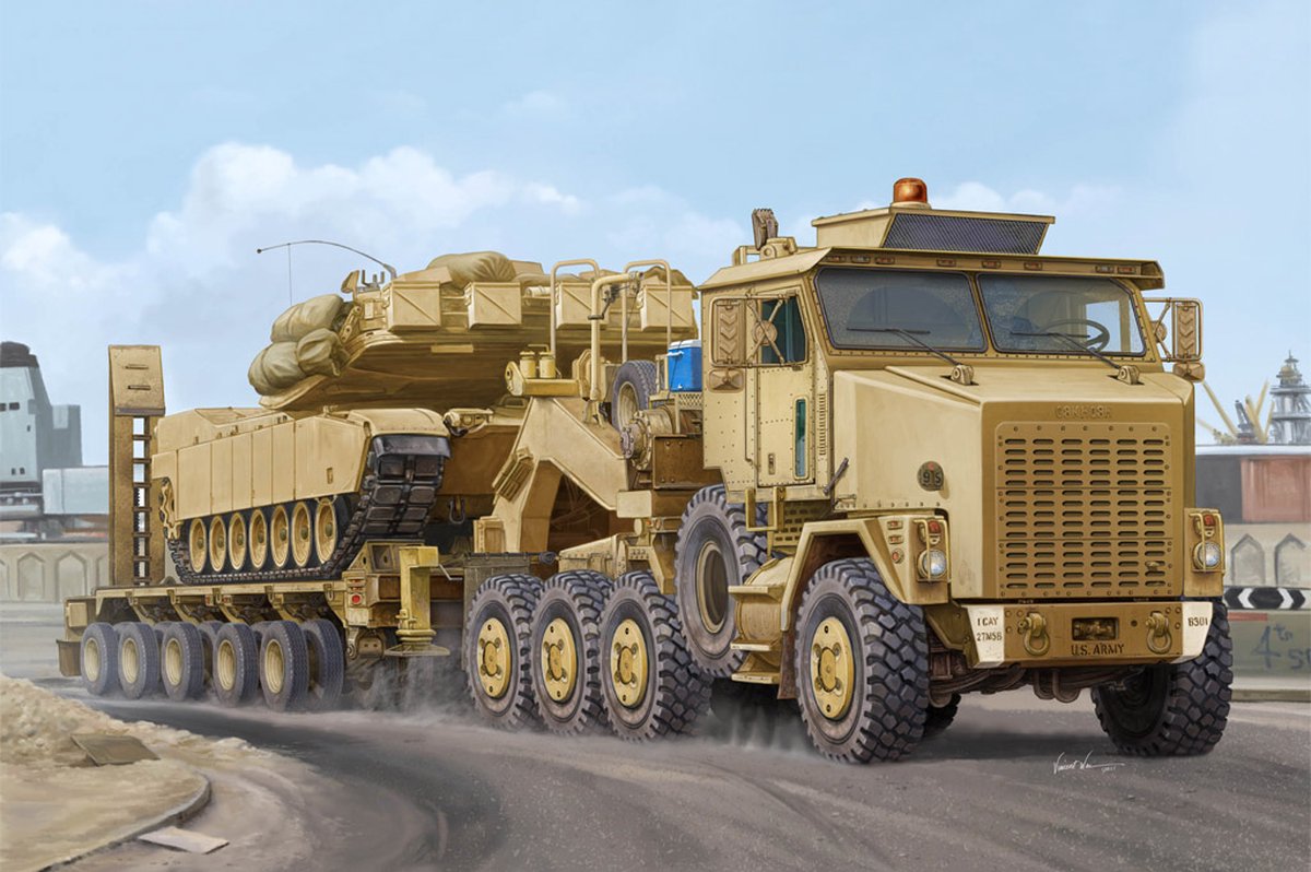 HobbyBoss Modelbouwpakket Landbouwvoertuigen - 85502 M1070 Truck Tractor - M1000 Heavy Equipment Transporter Semi-trailer Plastic - 1:35 - Modelbouw