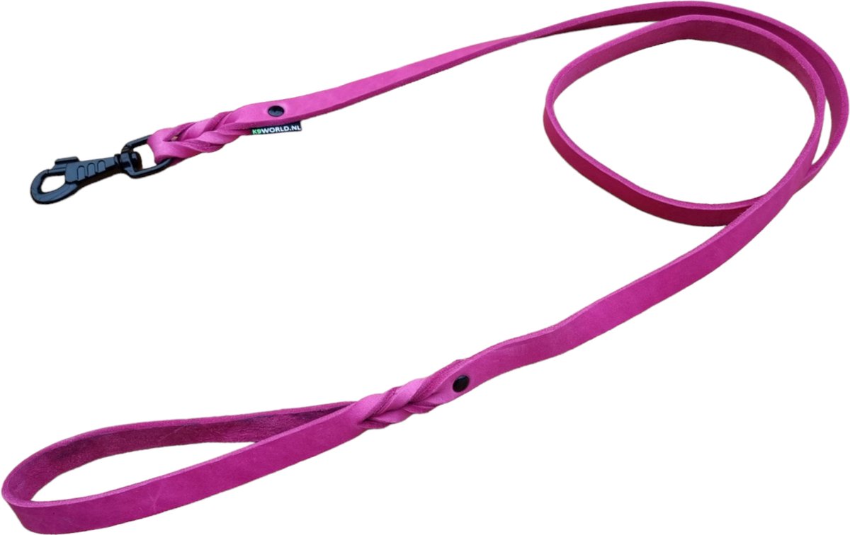 K9 World by van der Veeke, hondenriem met handvat, roze, black edition hardware, 1m