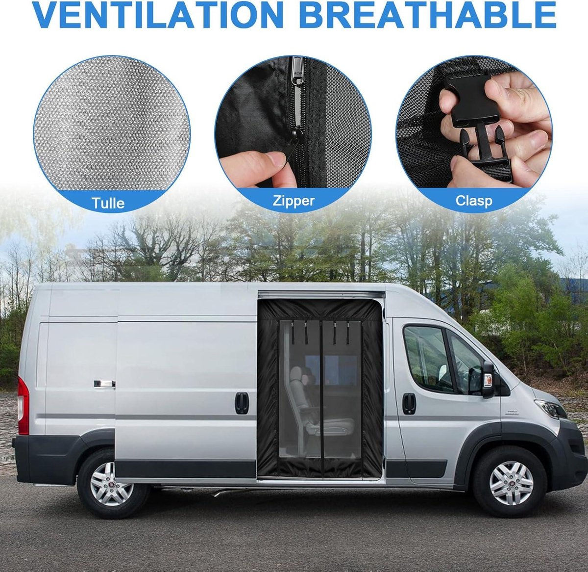 Anti-vliegennet Voor Auto – 140x130 Cm Achter, 130x100 Cm Zijkant – Voor B-ENZ Viano/Vito – Magnetisch, Ademend En UV-bestendig