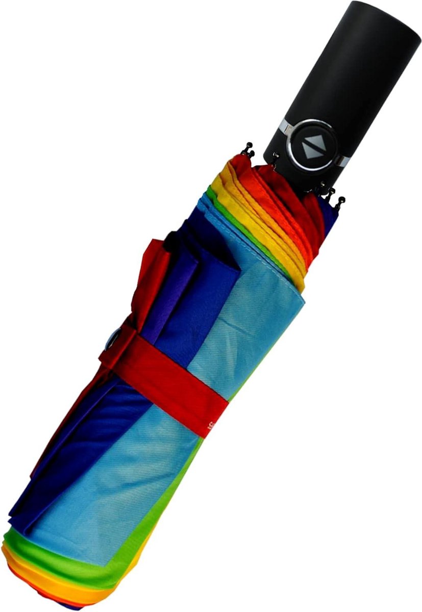 Winddicht 80 km/u StormDefender - Glasvezel Frame - Sterke Compact Kleine Opvouwbare Paraplu - Automatisch Openen en Sluiten - Regenboog Scherm - Robuust Metaal_AIQMN — cadeau in Sport & Outdoor - foto 2