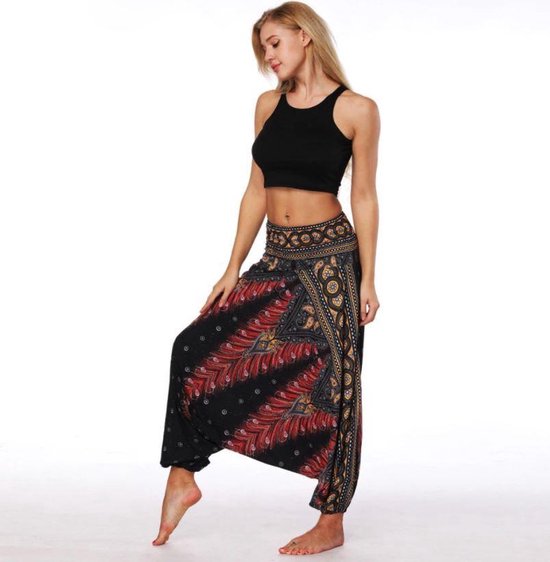 virblatt - harembroek dames Goa-broek hippie-broek dames Aladdin-broek dames hippie-kleding - Besonders Black sm