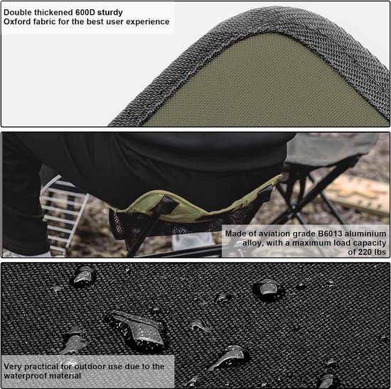 1 Stuks (Leger groen)Campingstoel Voetkruk - Opvouwbare lichtgewicht kruk - Draagbare opvouwbare campingkruk - Intrekbare stoelen met - Draagtas 220LBS Campingkrukken - voor binnen of op de camping, Vissen, Wandelen, BBQ ,Reizen van Aiwoxing — afbeelding 2