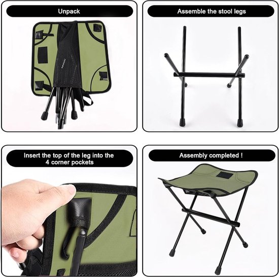 1 Stuks (Leger groen)Campingstoel Voetkruk - Opvouwbare lichtgewicht kruk - Draagbare opvouwbare campingkruk - Intrekbare stoelen met - Draagtas 220LBS Campingkrukken - voor binnen of op de camping, Vissen, Wandelen, BBQ ,Reizen van Aiwoxing — afbeelding 3
