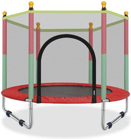 Foto: Amalee trampoline kinder trampoline met beschermnet 140 cm met ritssluiting maximaal belastbaar gewicht 100 kg