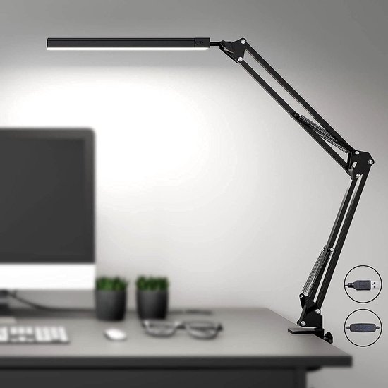 Skyleo led bureaulamp met klem - oogbeschermende led lamp - multi-hoek verstelbare werklamp - 3 lichtstanden x 10 helderheids aanbieding bij Amazon