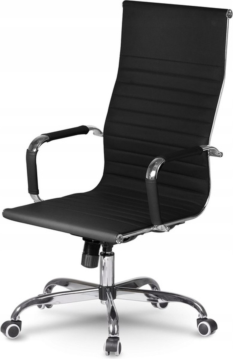 Sofotel Tokio - Bureaustoel - Modern Design - Zwart Eco-leder - Chromen Accenten