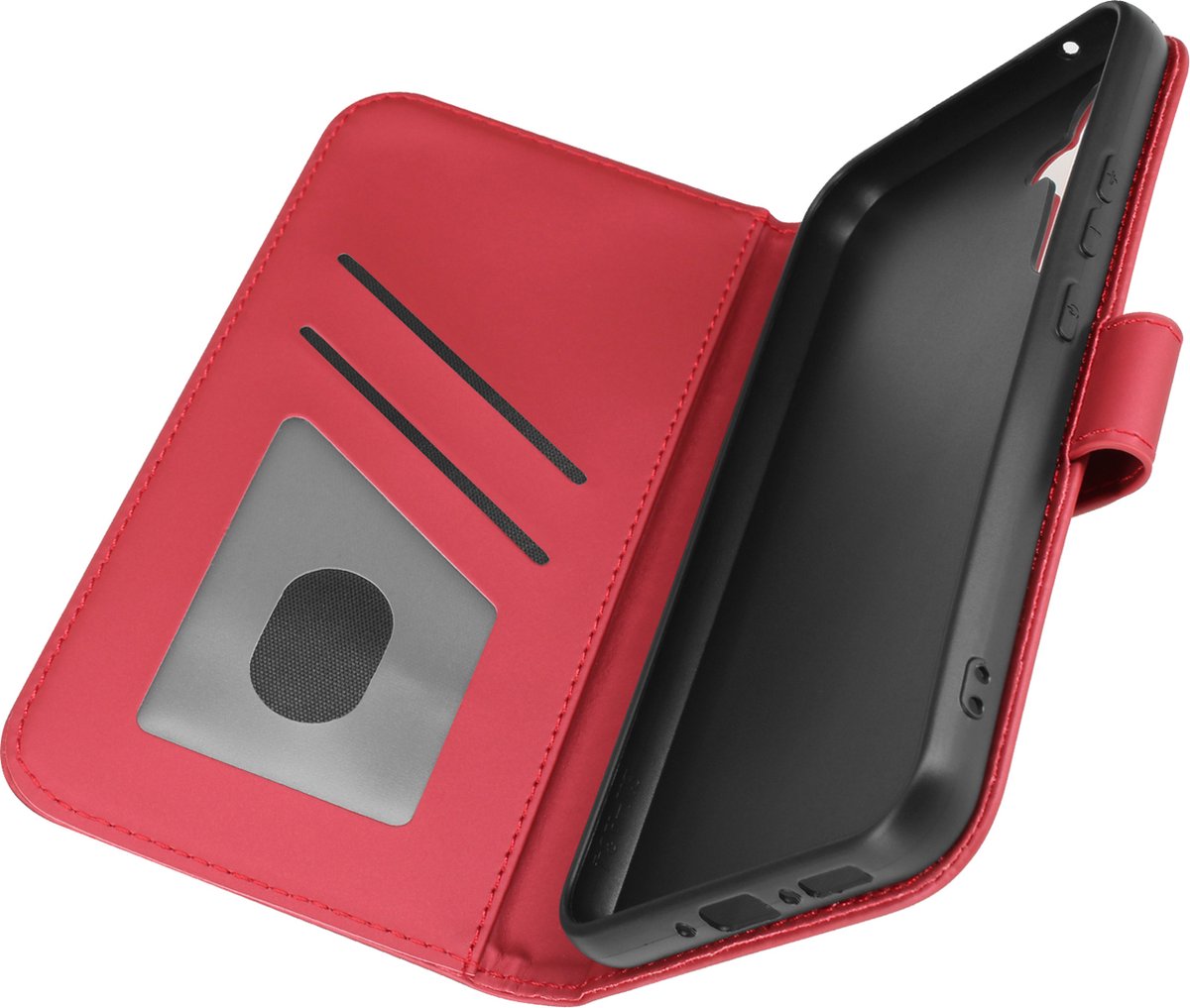 Avizar Foliohoes Geschikt voor Samsung Galaxy A34 5G Kaarthouder Klap Portemonnee, Rood