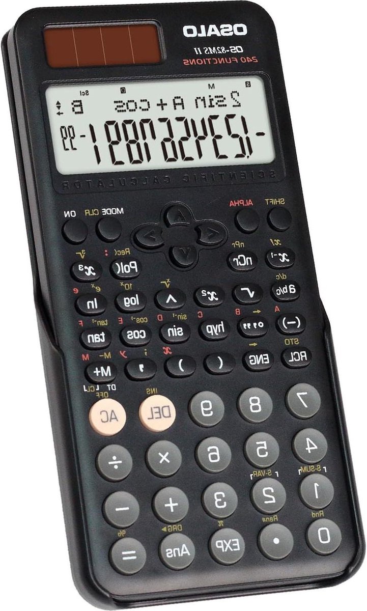 Wetenschappelijke rekenmachine 240 functies 2-regelig display met schuifdeksel voor middelbare scholieren - OS 82MS 2e editie