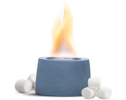 Cozy Flame Bio-Ethanol Mini Sfeerhaard – Tafelhaard – Voor Buiten en Binnen – Terrashaard – Tafelbrander – Rook-en geurloos – Beton - 12 cm x 9cm